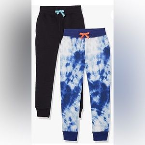 Amazon Essentials Boys Jogger Sweatpants Size Small Pack Of 2 Black/Tie Dye New
